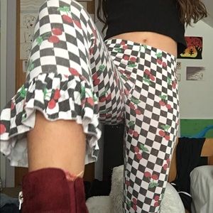 Dollskill checkered and cherry patterned pants